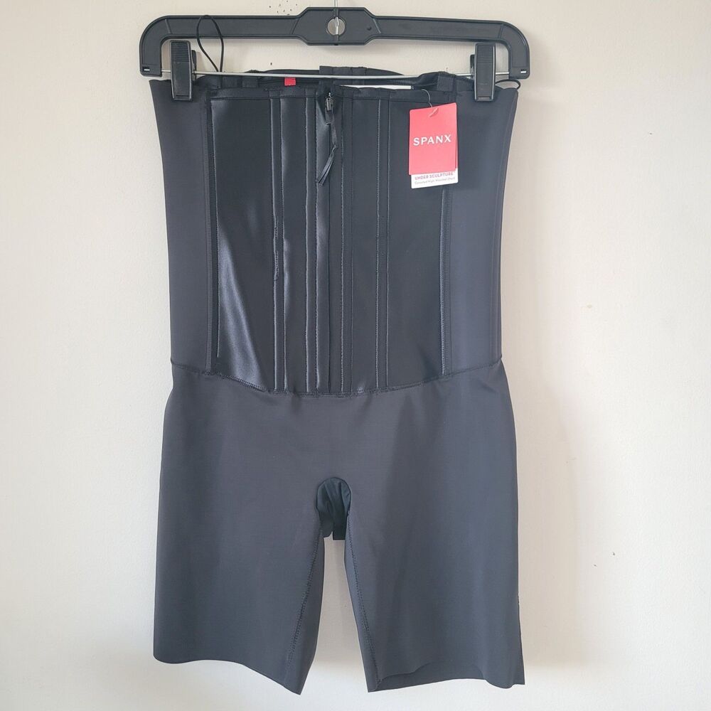 Spanx Under Sculpture Waist Cincher Corset Shorts In Very Black M - Picture 4 of 10
